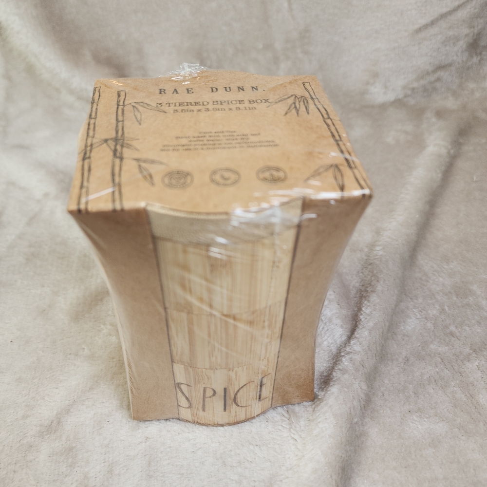 Rae Dunn Bamboo 3 Tiered Spice Box New - Picture 9 of 10